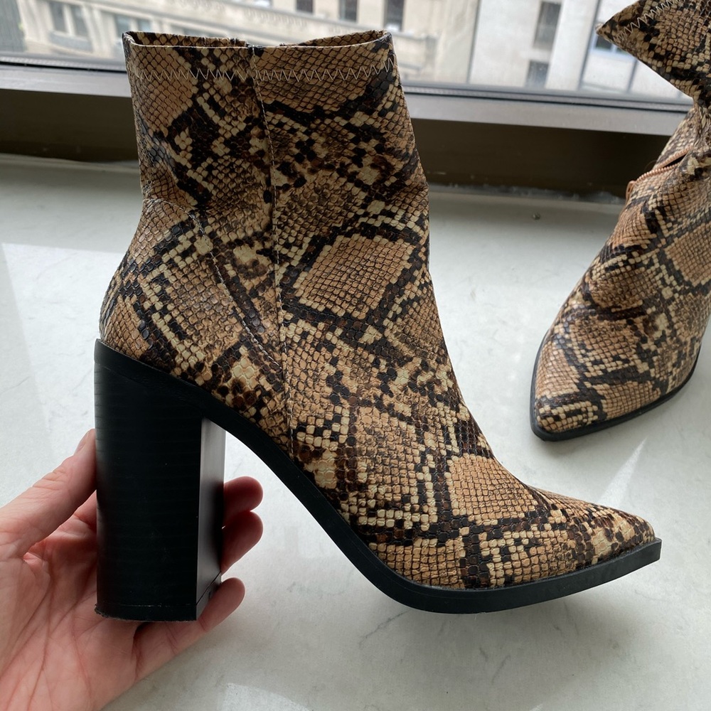 Snakeskin booties